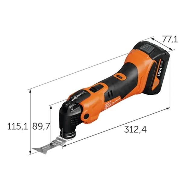 Multimaster 18V Fein AMM 500 AS + batterie 2 Ah + chargeur en sac nylon - 71293869000 — Référence 71293869000 — vue 3