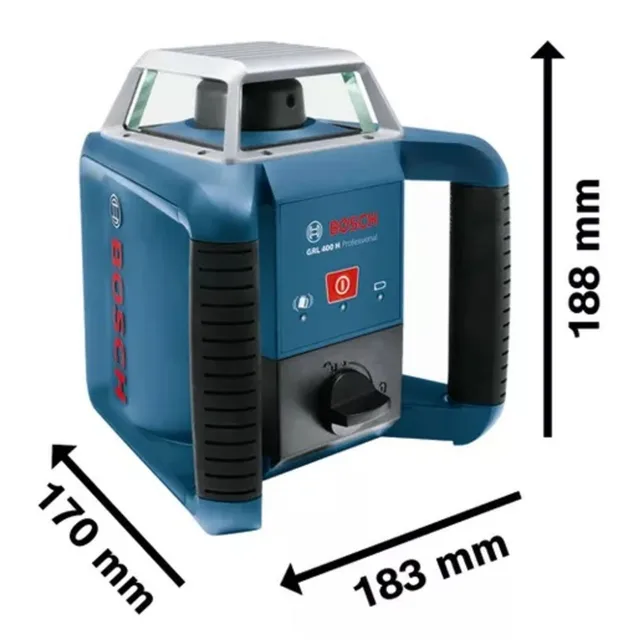 Laser rotatif Bosch GRL 400 H Professional + 2 piles 1,5 V LR20 + 1 pile 9V 6LR61 + coffret - 0601061800 — Référence 0601061800 — vue 4