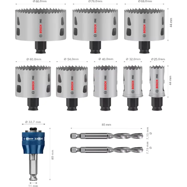 Coffret de 8 scies trépans Bosch PRO BIM Multi Material PC Plus - 2608594430 — Référence 2608594430 — vue 4