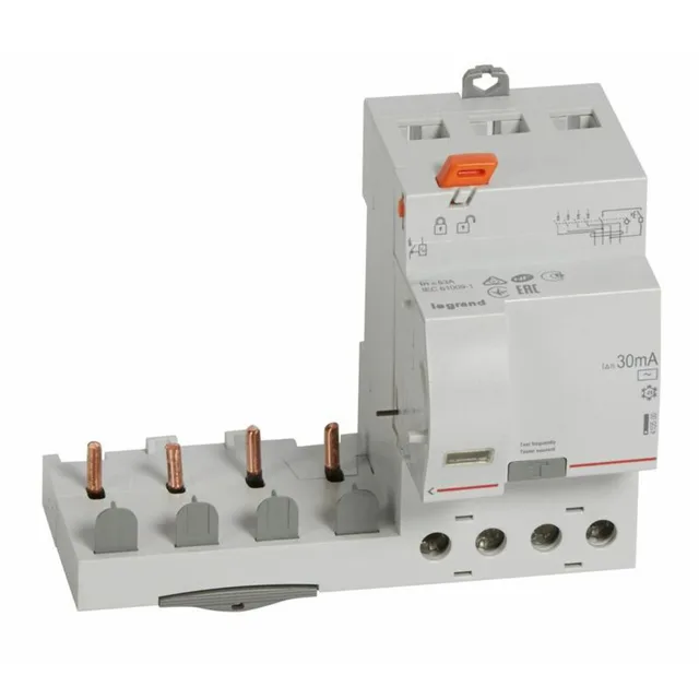 Bloc différentiel adaptable à vis DX³ Legrand pour disjoncteur 1 module par pôle 4P 400 V type AC — Référence 410500 — vue 1