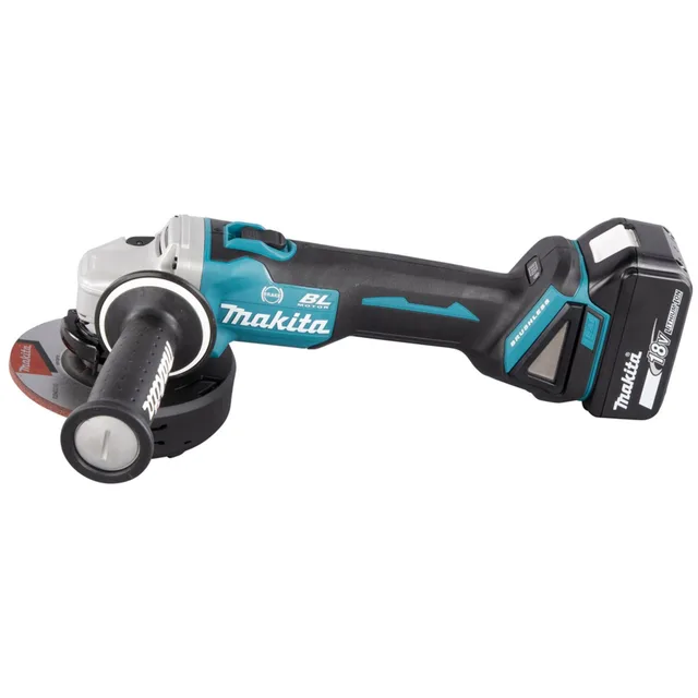 Meuleuse 18V Makita DGA506RTJ + 2 batteries Li-ion 5 Ah BL1850 + chargeur DC18RC + Coffret MAKPAC — 2 batteries 5Ah · MAKPAC — vue 3