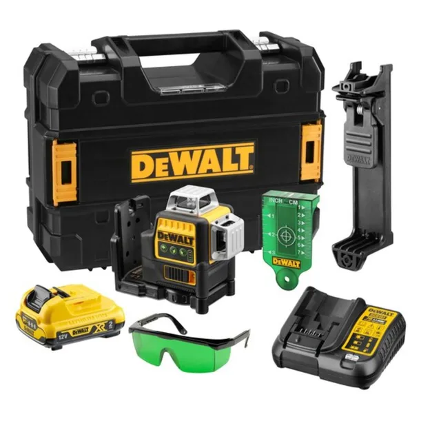 Niveau laser multilignes vert 10,8V Dewalt XR DCE089D1G-QW + batterie 2 Ah + chargeur — 1 batterie 2Ah — vue 1