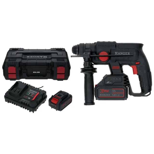 Perforateur SDS-Plus 18V Hanger HX18-22X5 + 2 batteries 5Ah + chargeur + Hangbox - 401201 — 2 batteries 5Ah · Hangbox — vue 1