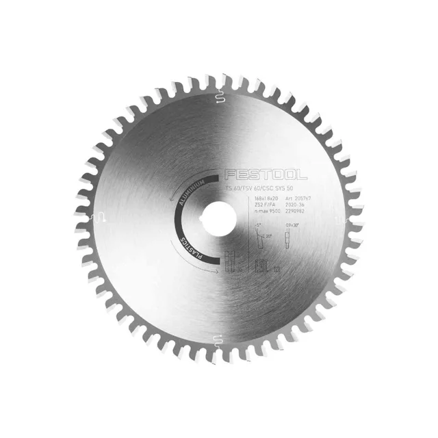 Lame de scie circulaire Festool ALUMINIUM/PLASTICS HW — Référence 205767 — vue 1