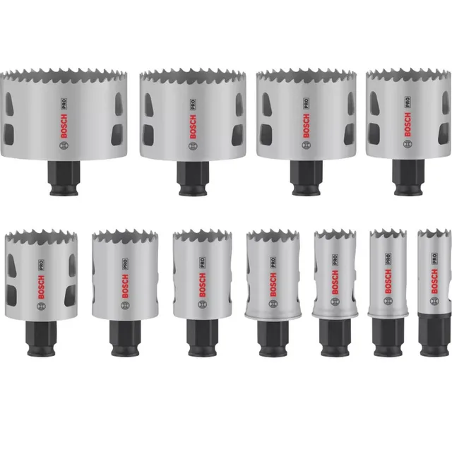 Coffret 11 scies trépans Bosch Pro multimatériau PC PLUS 20 - 22 - 25 - 32 - 35 - 40 - 44 - 51 - 60 - 68 - 76 - 2608594426 — Référence 2608594426 — vue 2
