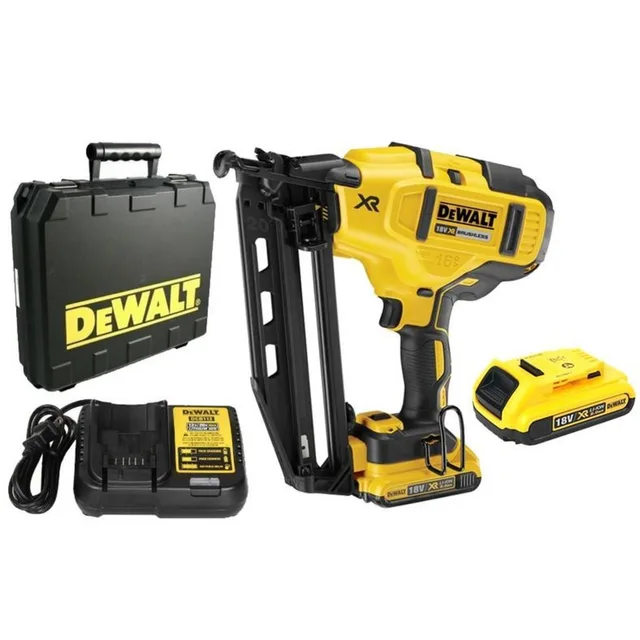 Cloueur de finition 18V XR Dewalt DCN660D2-QW 16 GA + 2 batteries 2 Ah + chargeur + coffret — 2 batteries 2Ah — vue 1