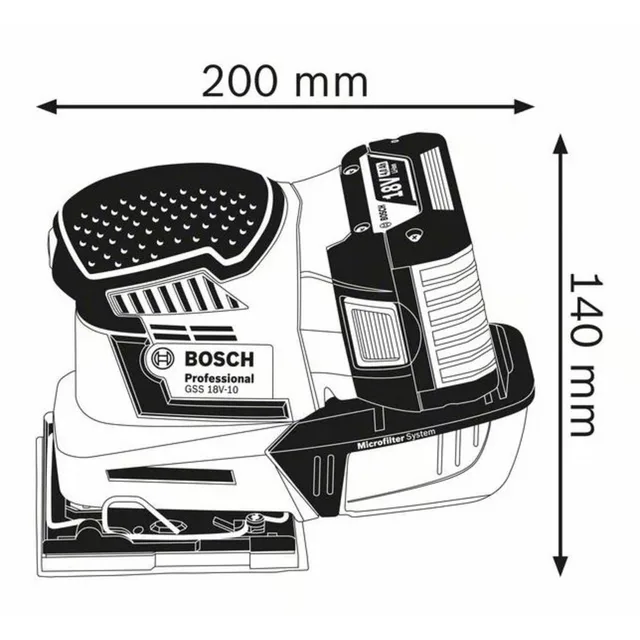 Ponceuse vibrante 18V Bosch GSS 18V-10 Professional (sans batterie ni chargeur) en coffret - 06019D0202 — Machine seule · L-BOXX — vue 5